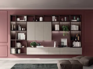 Parete Attrezzata Living Mood in decorativo Larice e Vertigo di Scavolini