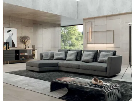 Divano in tessuto con penisola dalla forma asimmetrica Ester di Pacini e Cappellini