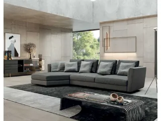 Divano in tessuto con penisola dalla forma asimmetrica Ester di Pacini e Cappellini