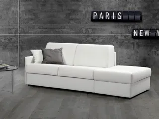 Divano Letto lineare in tessuto con pouf Lollò di Excò