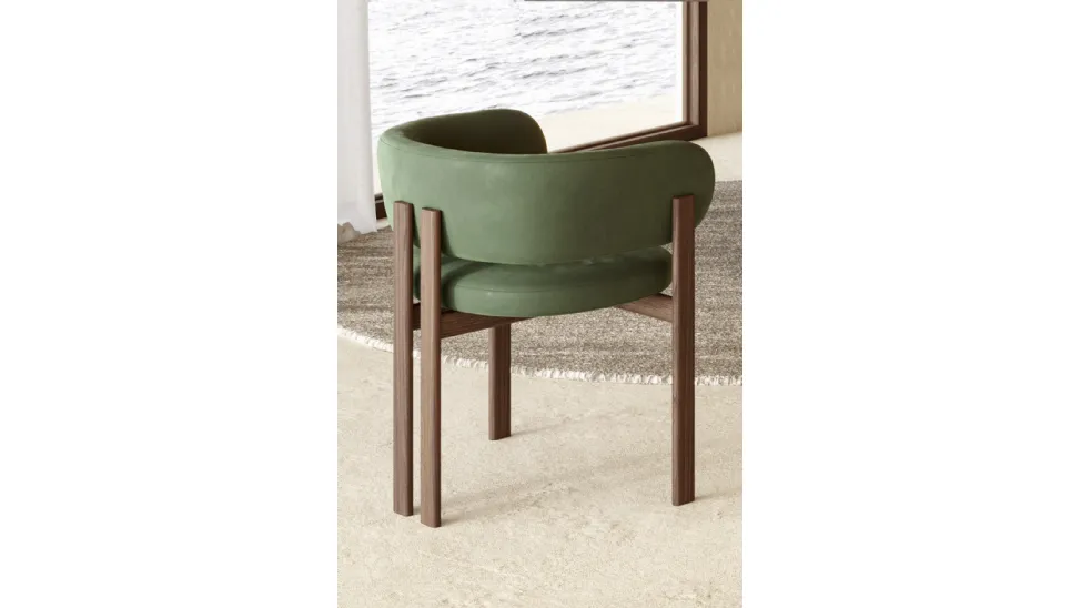 Sedia in pelle con base in legno Bay Wood Armchair di Nature Design