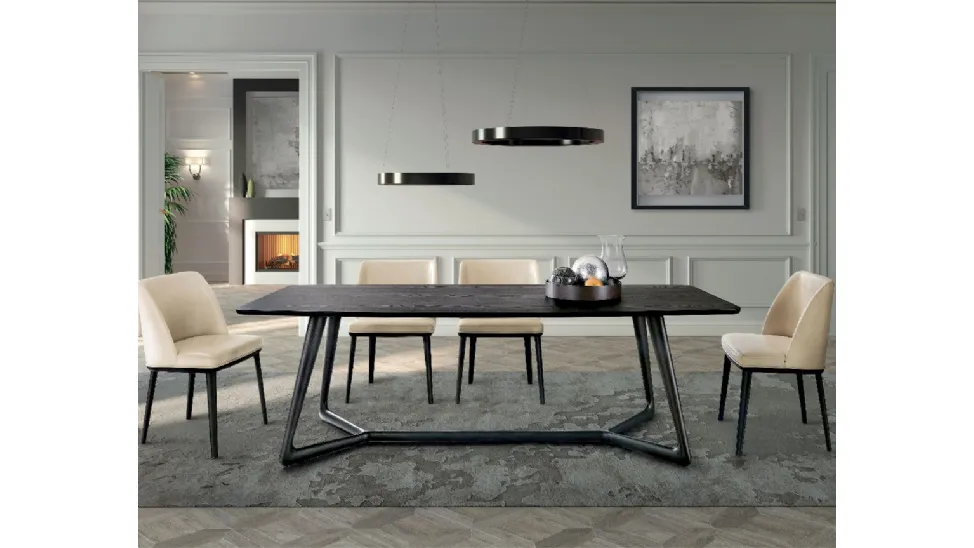 Tavolo Cover con piano rettangolare e basamento in legno di Pacini e Cappellini