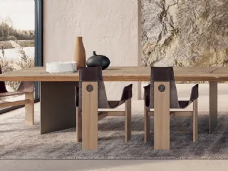 Tavolo in legno secolare e base in metallo Harvest Metal di Nature Design
