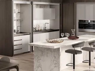 Cucina Moderna Boxi laccato lucido Grigio Chiaro di Scavolini