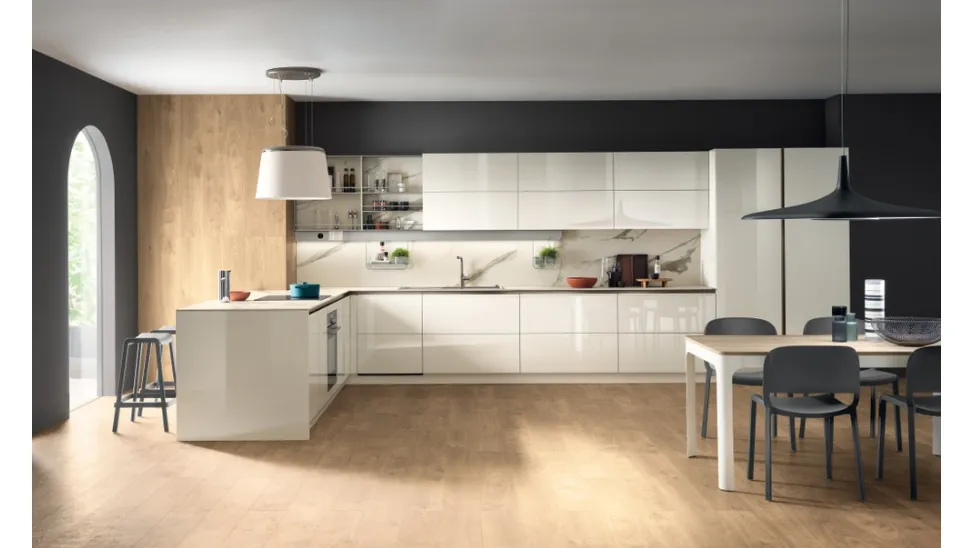 Cucina Moderna Dandy Plus Bianco Lucido di Scavolini