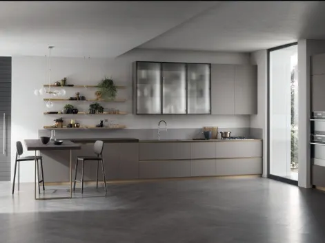 Cucina Moderna con penisola DeLinea Grigio Londra di Scavolini