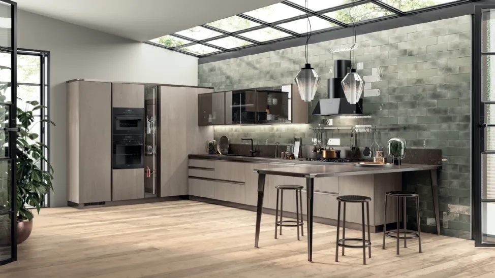 Cucina Moderna Diesel Open Workshop Rovere Gessato di Scavolini