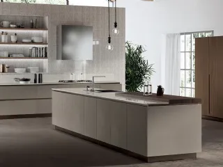 Cucina Moderna Liberamente Biomalta Argilla Delhi e Noce Royal di Scavolini