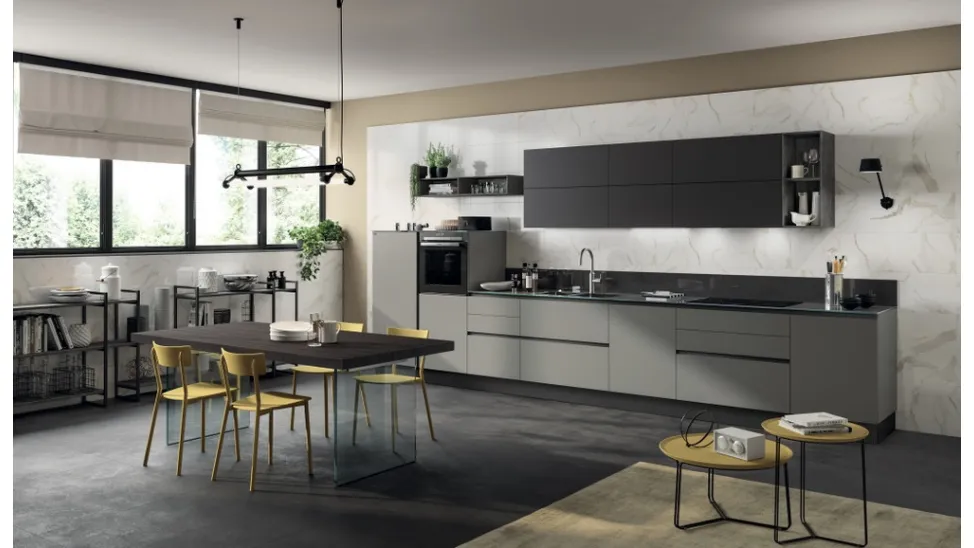 Cucina Moderna Liberamente Grigio Titanio e Grigio Ferro di Scavolini