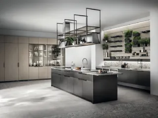 Cucina Moderna Mia in Acciaio Scuro e Biomalta Argilla Dehli di Scavolini