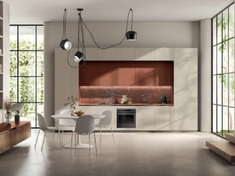 Cucina Moderna lineare Mira in laccato Tortora e Ruggine di Scavolini