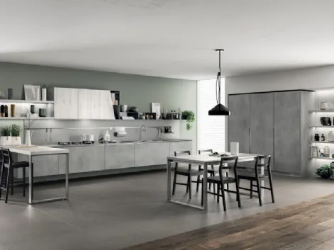 Cucina Moderna Mood in Concrete Brooklyn e Rovere Actual di Scavolini