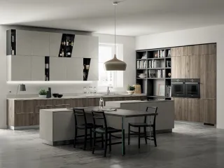 Cucina Moderna Mood in Rovere Season con Isola Azimut di Scavolini