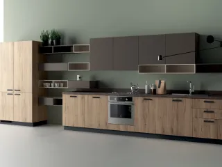 Cucina Moderna Mood in Rovere Voyage e Grigio Terra di Scavolini