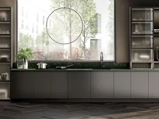 Cucina Moderna Motus in laccato effetto metallo Acciaio Scuro di Scavolini
