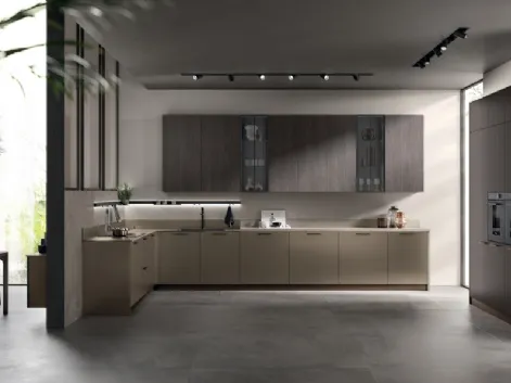 Cucina Moderna Musa in vetro opaco Grigio Matera e decorativo Oriental di Scavolini