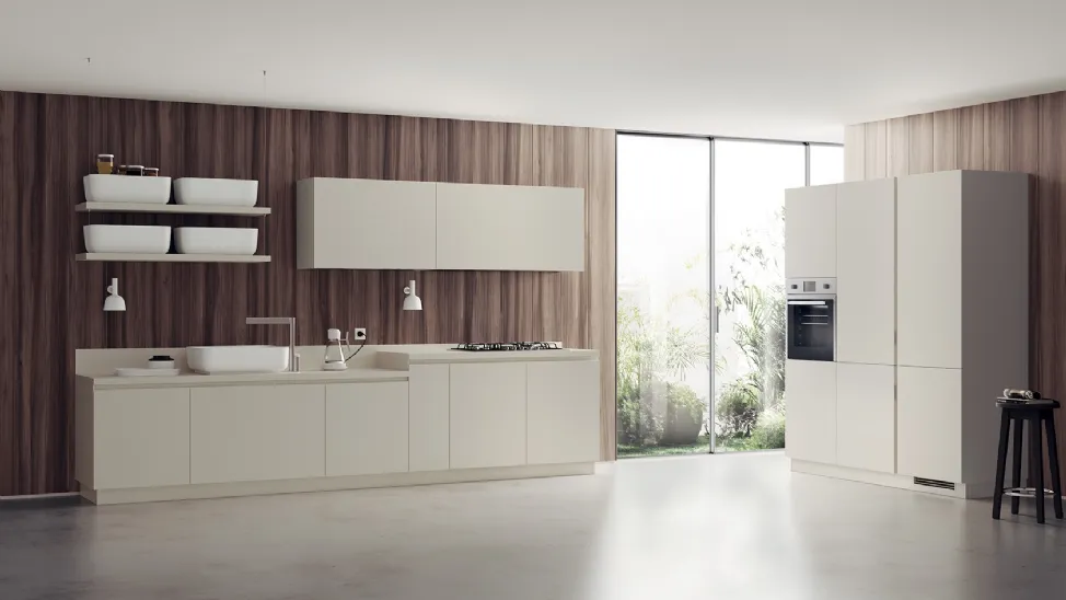 Cucina Moderna Qi in laccato Grigio Gabbiano di Scavolini