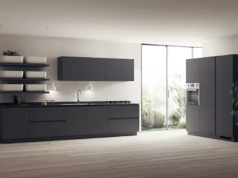 Cucina Moderna Qi in laccato opaco Grigio Ferro di Scavolini