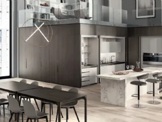 Cucina Boxi in laccato lucido Grigio Chiaro di Scavolini