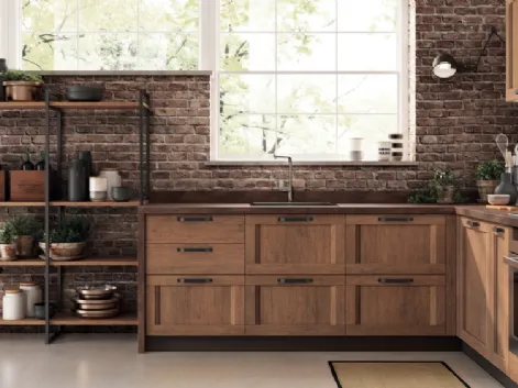 Cucina angolare Shabby Chic Sax in decorativo Rovere Land di Scavolini