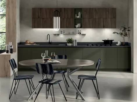 Cucina su misura Liberamente Verde Minerale e Noce Garden di Scavolini