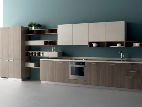 Cucina su misura Mood in Rovere Season ed Azimut di Scavolini